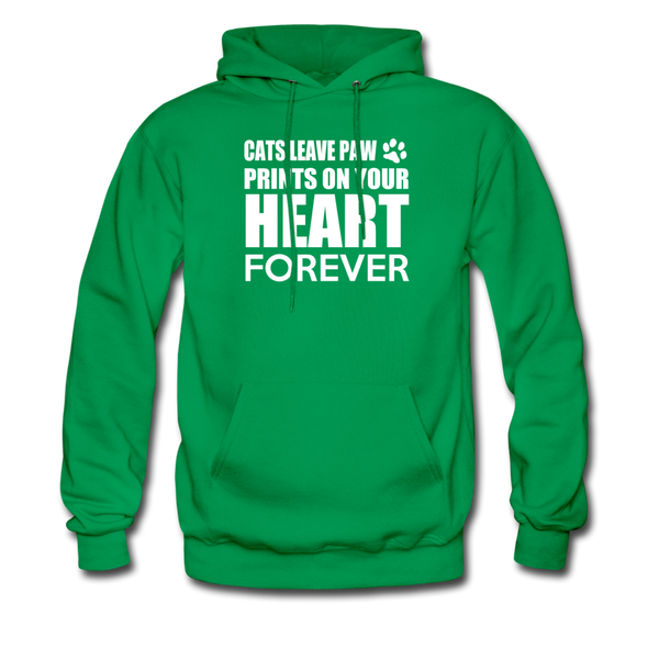 Cats Leave Paw Prints On Your Heart Forever Men's Hoodie - kelly green