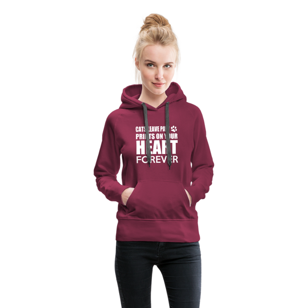 Cats Leave Paw Prints On Your Heart Forever Women’s Premium Hoodie - burgundy