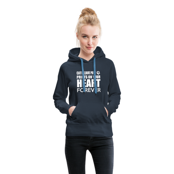 Cats Leave Paw Prints On Your Heart Forever Women’s Premium Hoodie - navy