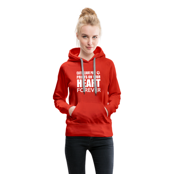 Cats Leave Paw Prints On Your Heart Forever Women’s Premium Hoodie - red