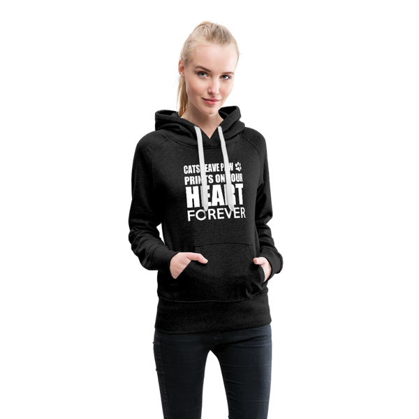 Cats Leave Paw Prints On Your Heart Forever Women’s Premium Hoodie - charcoal gray