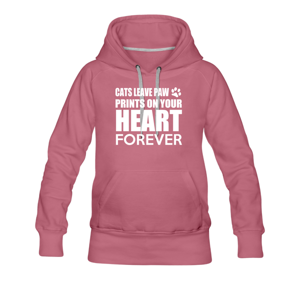 Cats Leave Paw Prints On Your Heart Forever Women’s Premium Hoodie - mauve