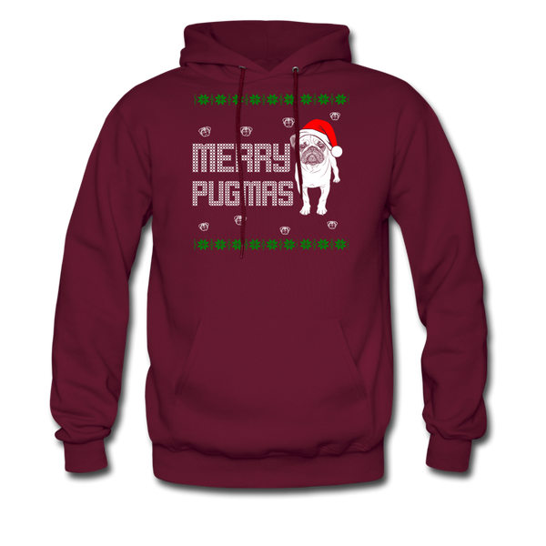 Merry Pugmas Men's Hoodie - burgundy