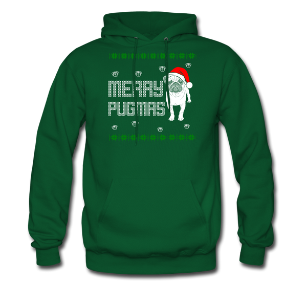 Merry Pugmas Men's Hoodie - forest green