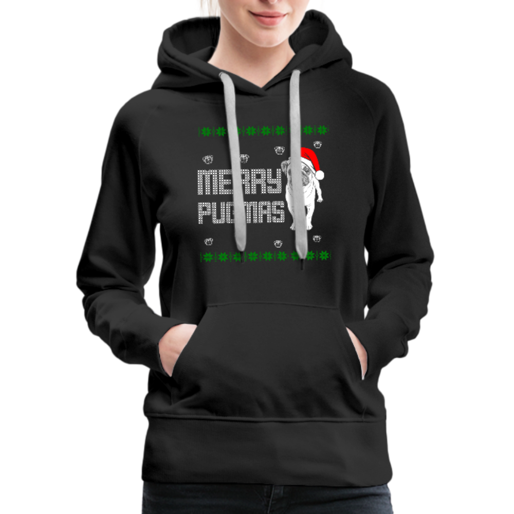 Merry Pugmas Women’s Premium Hoodie - black