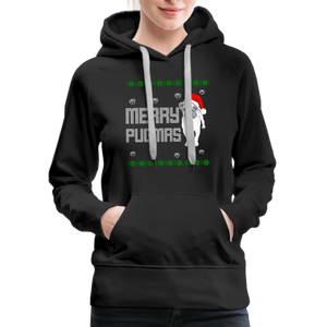 Merry Pugmas Women’s Premium Hoodie - black