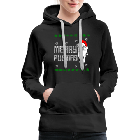 Merry Pugmas Women’s Premium Hoodie - black