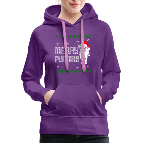 Merry Pugmas Women’s Premium Hoodie - purple