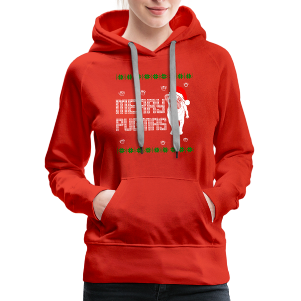 Merry Pugmas Women’s Premium Hoodie - red