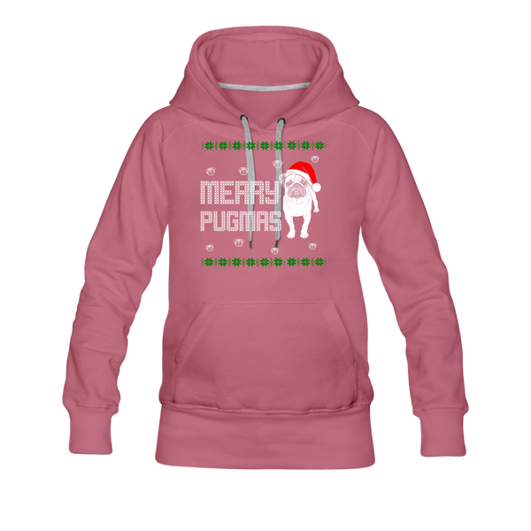 Merry Pugmas Women’s Premium Hoodie - mauve