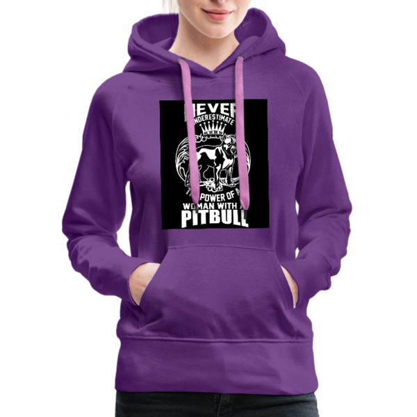 Never Underestimate The Power Of A Woman With A Pitbull Women’s Premium Hoodie - purple