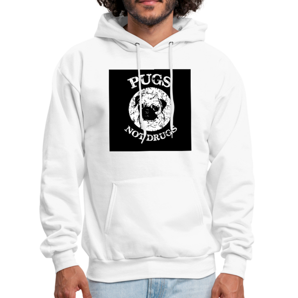Pugs Not Drugs Men's Hoodie - white