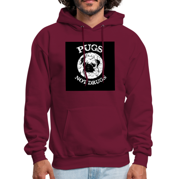 Pugs Not Drugs Men's Hoodie - burgundy