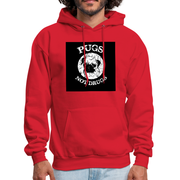 Pugs Not Drugs Men's Hoodie - red