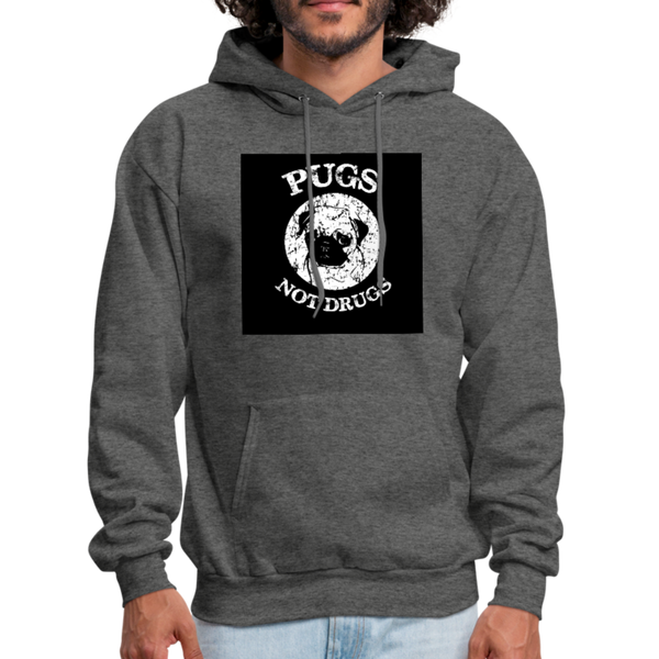 Pugs Not Drugs Men's Hoodie - charcoal gray