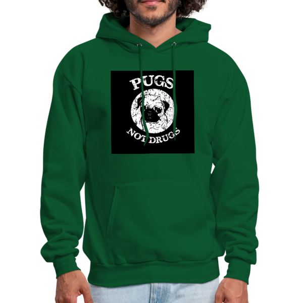 Pugs Not Drugs Men's Hoodie - forest green