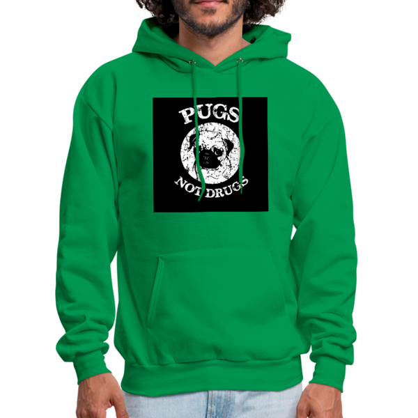 Pugs Not Drugs Men's Hoodie - kelly green