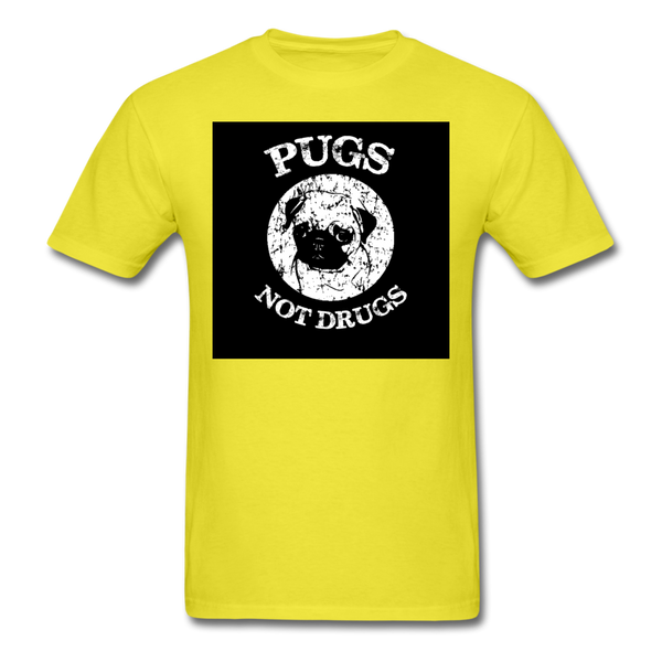 Pugs Not Drugs Men's T-Shirt - yellow