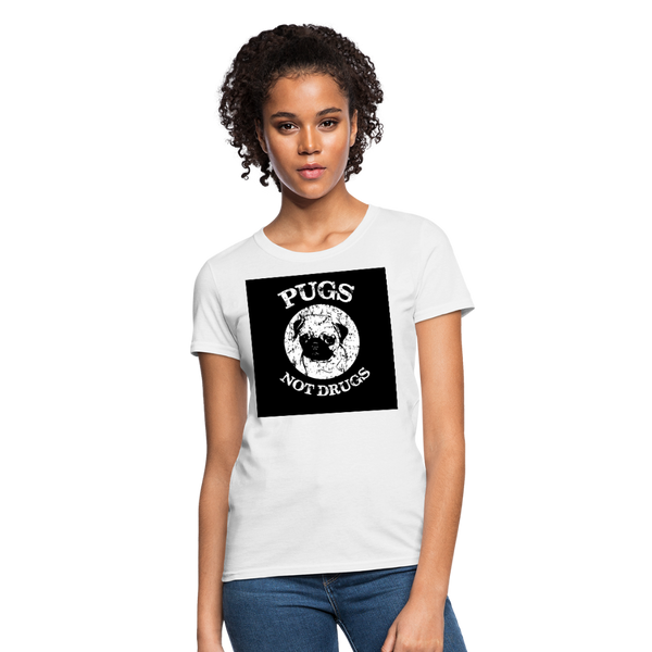 Pugs Not Drugs Women's T-Shirt - white