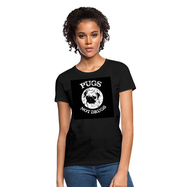 Pugs Not Drugs Women's T-Shirt - black