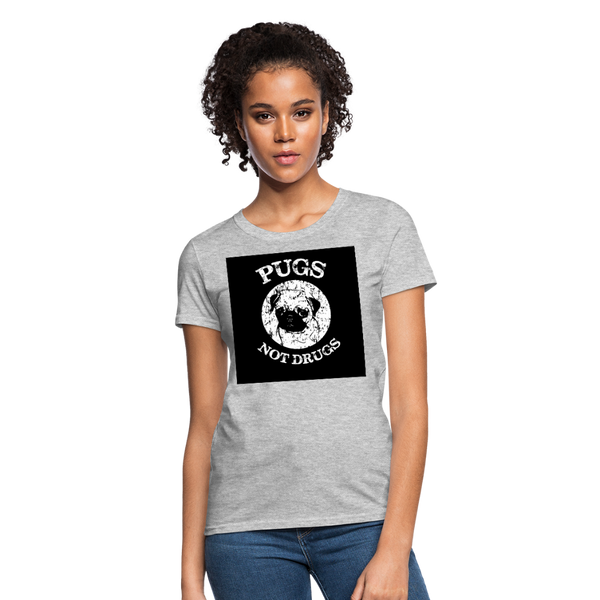 Pugs Not Drugs Women's T-Shirt - heather gray