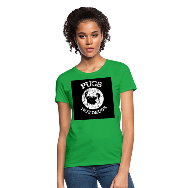 Pugs Not Drugs Women's T-Shirt - bright green