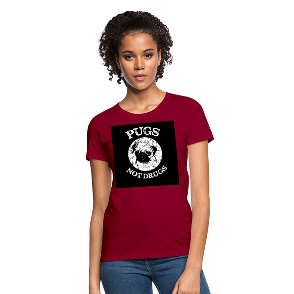 Pugs Not Drugs Women's T-Shirt - dark red