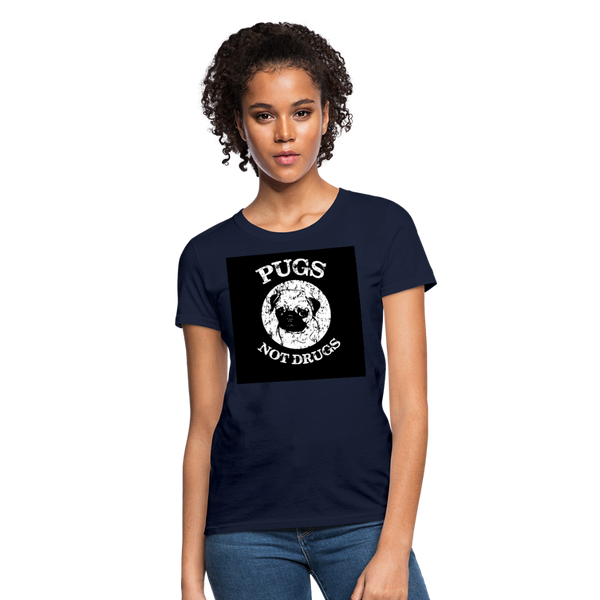 Pugs Not Drugs Women's T-Shirt - navy