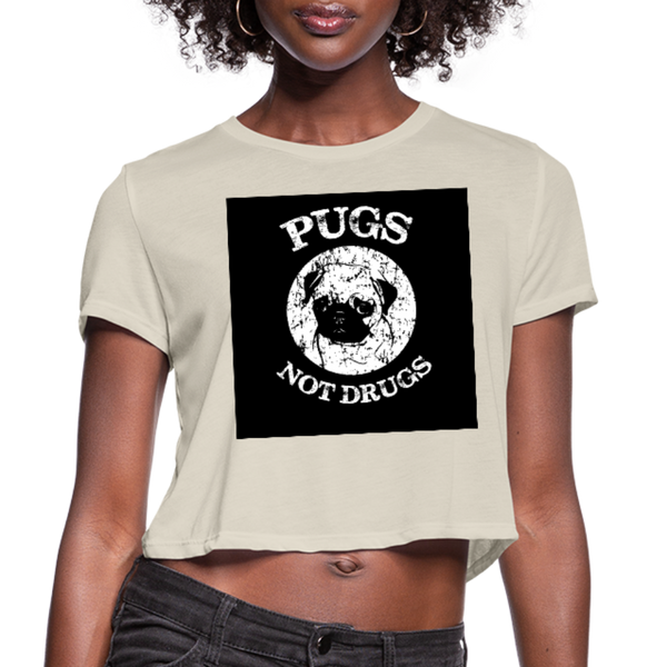 Pugs Not Drugs Women's Cropped T-Shirt - dust