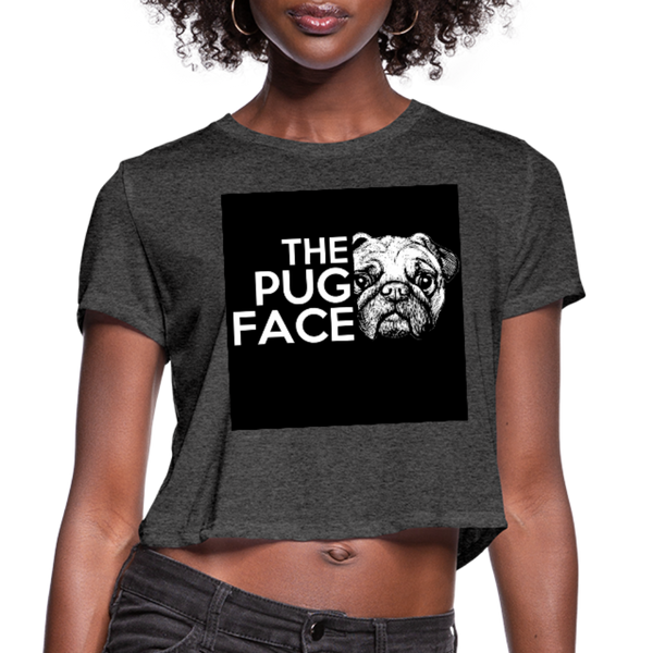 The Pug Face Women's Cropped T-Shirt - deep heather