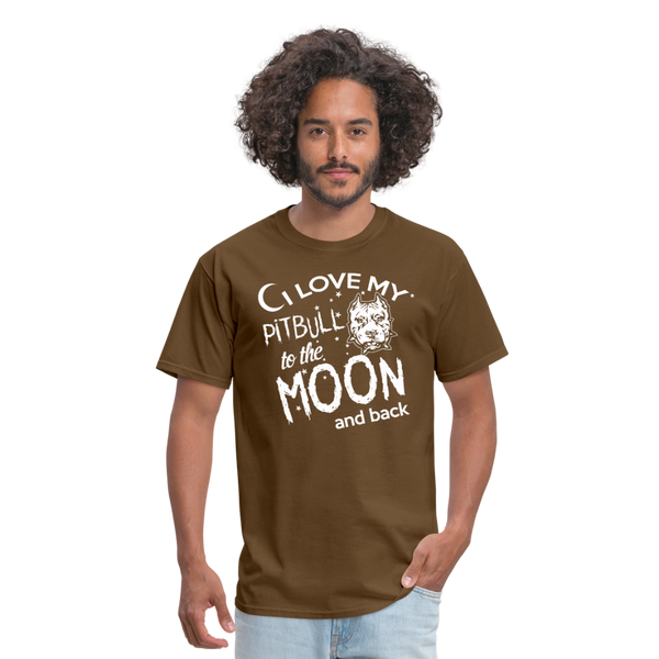 I Love My Pitbull To The Moon & Back Men's T-Shirt - brown