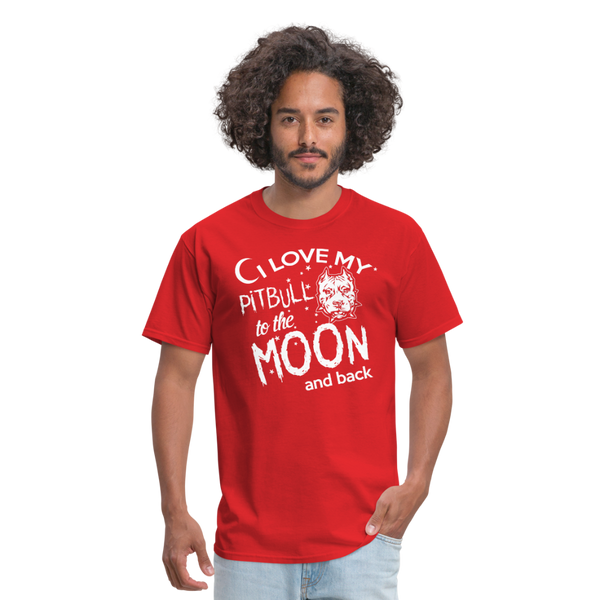 I Love My Pitbull To The Moon & Back Men's T-Shirt - red