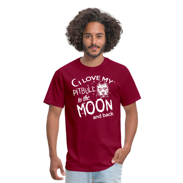 I Love My Pitbull To The Moon & Back Men's T-Shirt - burgundy