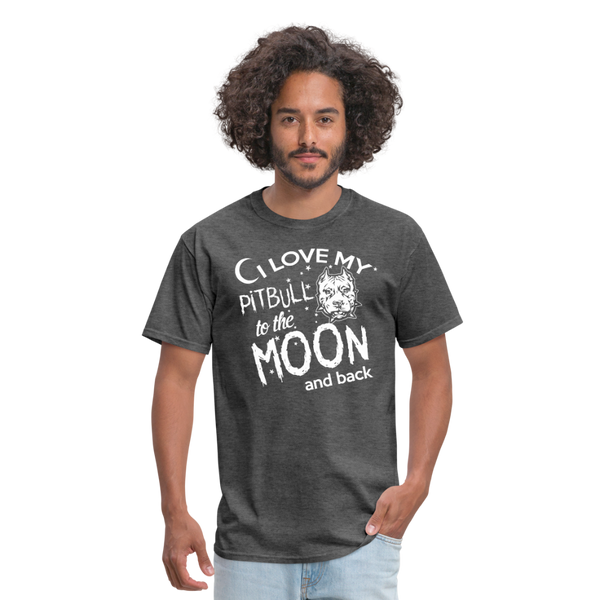 I Love My Pitbull To The Moon & Back Men's T-Shirt - heather black