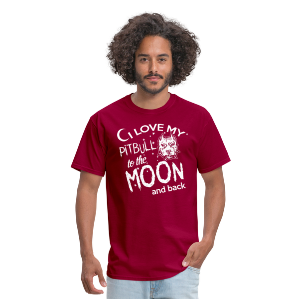 I Love My Pitbull To The Moon & Back Men's T-Shirt - dark red