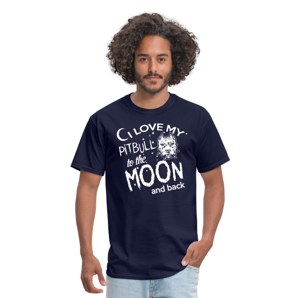 I Love My Pitbull To The Moon & Back Men's T-Shirt - navy