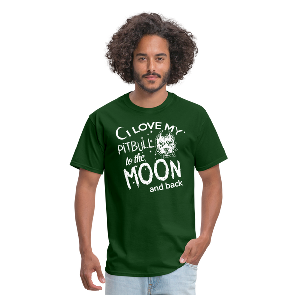 I Love My Pitbull To The Moon & Back Men's T-Shirt - forest green