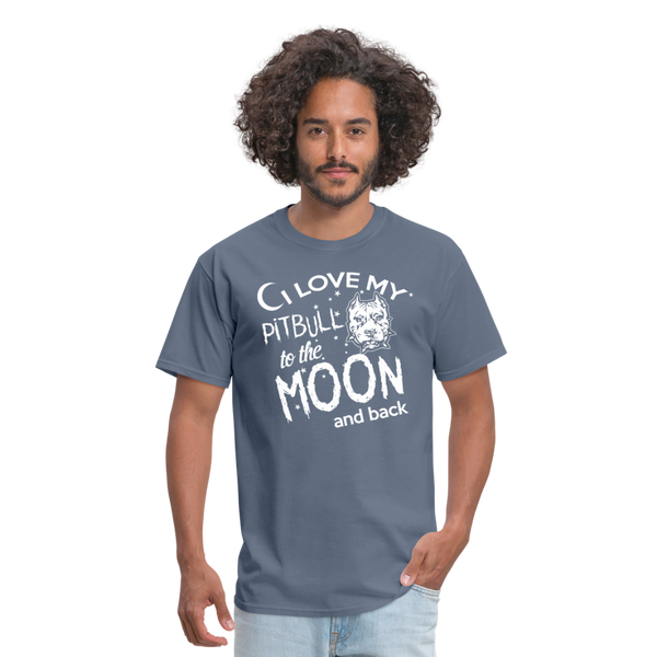 I Love My Pitbull To The Moon & Back Men's T-Shirt - denim