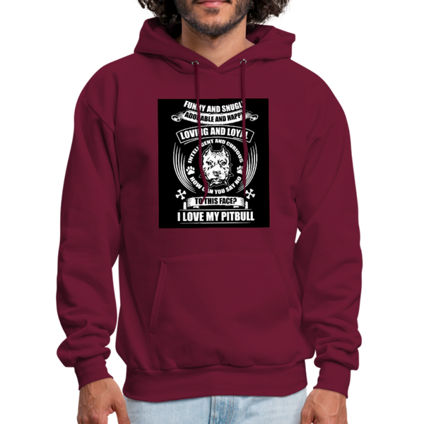 I Love My Pitbull Men's Hoodie - burgundy