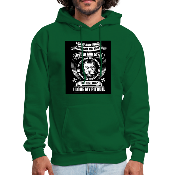 I Love My Pitbull Men's Hoodie - forest green