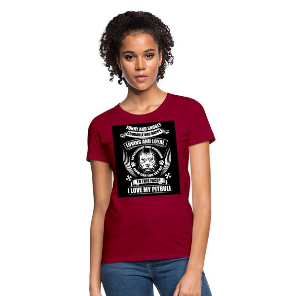 I Love My Pitbull Women's T-Shirt - dark red