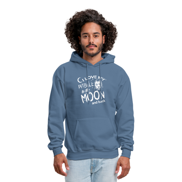 I Love My Pitbull To The Moon & Back Men's Hoodie - denim blue