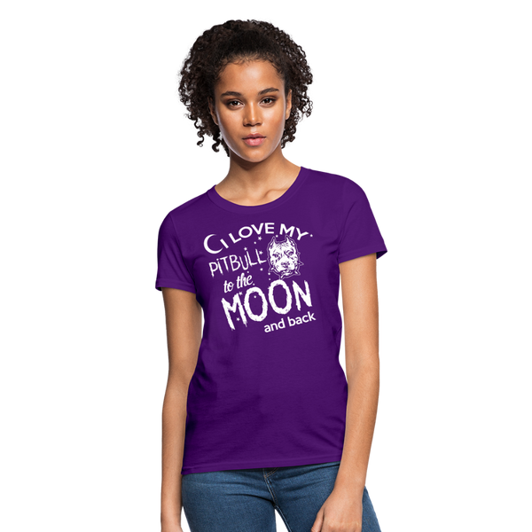 I Love My Pitbull To The Moon & Back Women's T-Shirt - purple