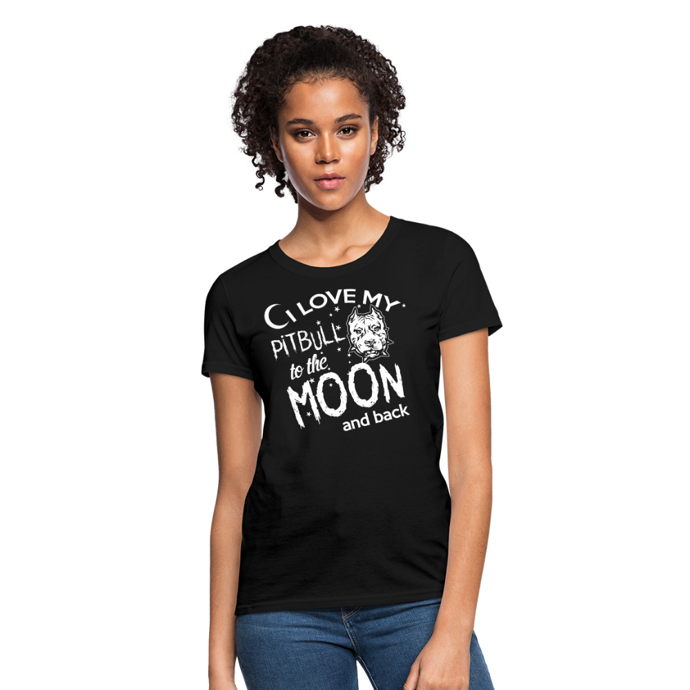 I Love My Pitbull To The Moon & Back Women's T-Shirt - black