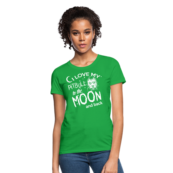 I Love My Pitbull To The Moon & Back Women's T-Shirt - bright green