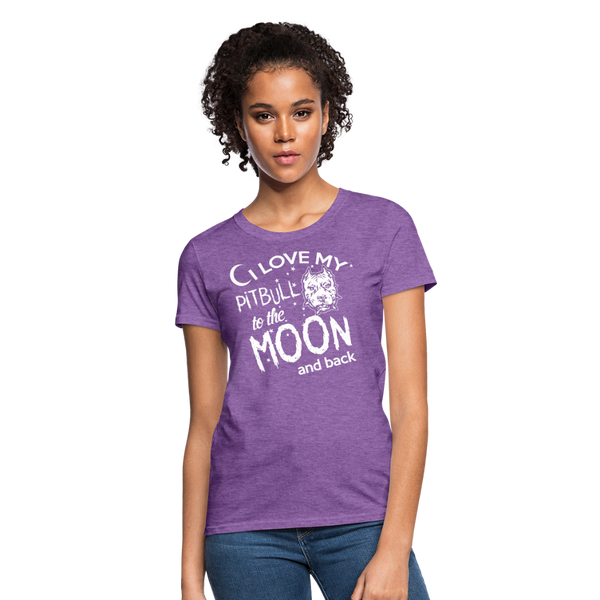 I Love My Pitbull To The Moon & Back Women's T-Shirt - purple heather