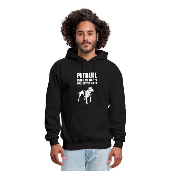 Pitbull Make Me Happy You Not So Much Men's Hoodie - black