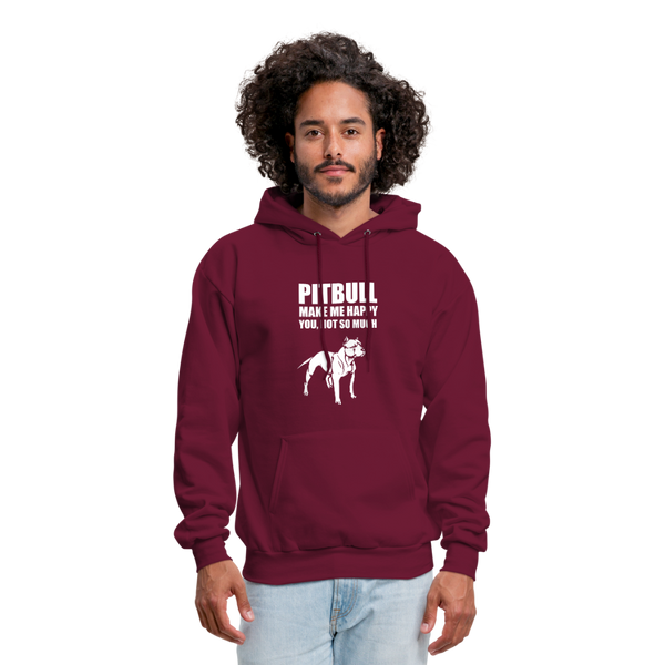 Pitbull Make Me Happy You Not So Much Men's Hoodie - burgundy
