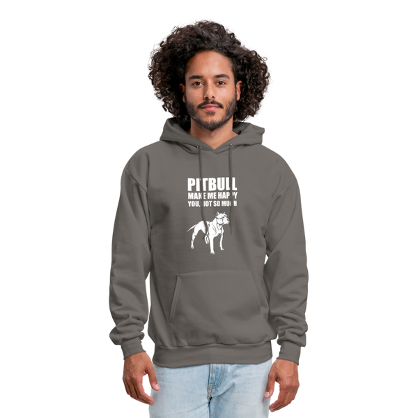 Pitbull Make Me Happy You Not So Much Men's Hoodie - asphalt gray