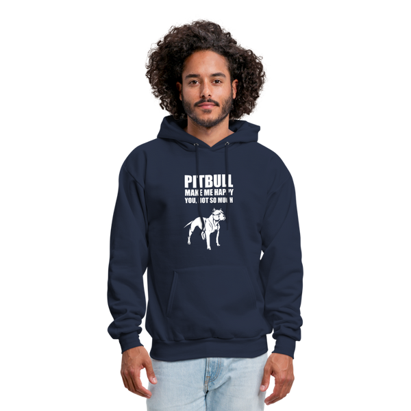 Pitbull Make Me Happy You Not So Much Men's Hoodie - navy